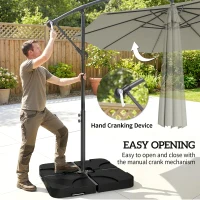 Outsunny 3m Overhanging Parasol, with Base, Weights and Cover - Light Grey(m-4)
