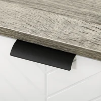 HOMCOM Bufet jos, mobilier de depozitare, 2 dulapuri, 4 uși, model chevron, polițe reglabile, 120 x 35 x 77,4 cm, alb și gri(m-4)