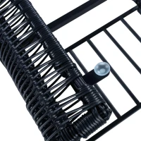 5-teiliges Outdoor Gartenmöbel-Set, Balkon-Loungeset mit 2 Stühlen, 2 Hockern und Glastisch, Schwarz+Grau(m-12)