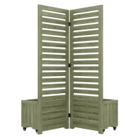 Pflanzkübel mit Spalier, 2 große Pflanzkästen und 2 Gartenspaliere als Kletterhilfe, 102,5 x 32 x 152,5 cm, Grün(m-7)