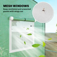 Outsunny Mini Greenhouse, Garden Tomato Growhouse with Roll-Up Door and 2 Mesh Windows, PE Cover, 200 x 75 x 188 cm, Green(m-7)