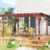 Outsunny Tonnelle de jardin stable pour plantes grimpantes, pergola en bois, 3,3 x 3,8 m, treillis pour vignes et fleurs(m-10)