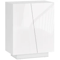 HOMCOM High Gloss Storage Cabinet, Freestanding Storage Cupboard with Adjustable Shelves for Living Room, Bedroom, Hallway, White(m-1)