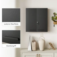 kleankin Medizinschrank, abschließbarer Medikamentenschrank mit 2 Türen und 6 Regalen, Schwarz(m-6)