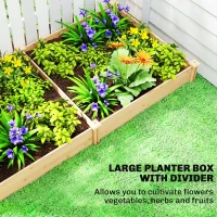 Outsunny Raised Garden Bed, Wooden Planter Box with Divider and Open Bottom for Flowers, Herbs, Vegetables, DIY Painting(m-4)