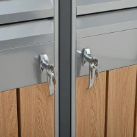 Mülltonnenbox mit hydraulischem Klappdeckel, zweiteiliges Design für 2 Mülltonnen, 132x80x118,5 cm, Grau+Naturfarbe(m-10)