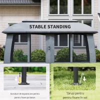Outsunny Pavilion, Cort de petreceri, cu plase anti-insecte, plafon rezistent la vânt, pentru până la 15 persoane, gri închis, 3 x 6 x 3 m(m-4)