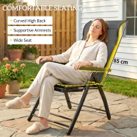 Outsunny Reclining Garden Chairs Set of 2, 5-Position Folding Sun Loungers with High Back, Retractable Footrest, Dark Grey(m-6)