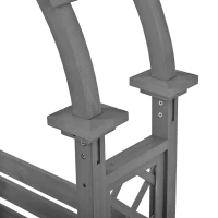 Banco-pérgola con maceteros y enrejado curvado, función triple: banco, macetero y soporte para trepadoras, 160x30,5x160 cm, Gris(m-11)