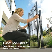 Outsunny Furtka ogrodowa z ocynkowanego metalu z klamką, zamkiem i kluczami 100 x 131 cm, ciemnoszara(m-7)