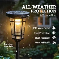 Outsunny Solar Lantaarn 2-delig Set Staande Lamp 180cm Verstelbaar met 2 Helderheidsmodi Lichtsensor Schakelaar, IP44(m-7)