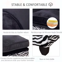 PawHut Méridienne canapé design pour chien chat avec coffre de rangement sur pied 57 x 34 x 36 cm noir zébré(m-4)