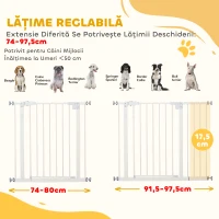PawHut Poartă Extensibilă pentru Câini cu Montare prin Presiune și Închidere Automată, Înălțime 76,2 cm, Albă(m-11)