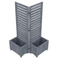 Pflanzkübel mit Spalier, 2 große Pflanzkästen und 2 Gartenspaliere als Kletterhilfe, 102,5 x 32 x 152,5 cm, Grau(m-6)