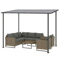 Outsunny 3 x 2 m Lean to Garden Pergola, Metal Frame Gazebo Pergola with UPF30+ Protection, Sloped Roof, Drainage Holes, Grey(m-11)