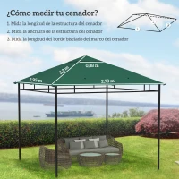 Outsunny Techo de Repuesto para Cenador, 3x3 m, Cubierta de Repuesto con 8 Orificios de Drenaje, Ventilación y Protección UV, SOLO Toldo de Recambio para Pabellón Gazebo, Verde(m-3)