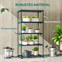 Outsunny 5-Etagen Pflanzenständer, 138 cm hoch Blumenständer für Innen Außen, Pflanzenregal aus Stahl Dunkelgrün(m-6)
