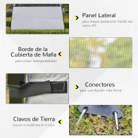 Outsunny Cenador Plegable 220x220x200 cm con 1 Pared Lateral Bolsa de Transporte Impermeable y Protección UV50+ Blanco(m-6)