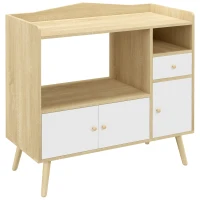 HOMCOM Meuble de rangement buffet de cuisine pour micro-ondes avec placards tiroir 85 x 40 x 88,5 cm naturel et blanc(m-12)