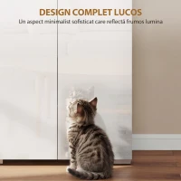 HOMCOM Dulap Bucătărie Înalt 180cm, Mobilier Depozitare cu Uși Soft-Close, Raft Deschis, 2 Dulapuri, Rafturi Ajustabile, Stil Modern pentru Sufragerie sau Bucătărie, Alb Lucios(m-4)