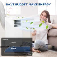 HOMCOM 3-w-1 klimatyzacja, wentylator z wyświetlaczem LED, zmywalny filtr, timer, biały(m-9)