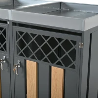 Mülltonnenschrank mit Blumentrog, 2-tlg. abschließbare Mülltonnenbox, 132x80x124,5 cm, Grau+Naturfarbe(m-11)