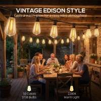 HOMCOM 50 LED Girlanda Świetlna, 18 m, możliwość łączenia, IP44 wodoodporna, dekoracja wewnętrzna i zewnętrzna(m-4)