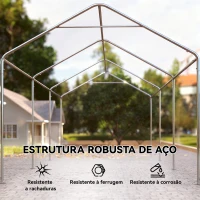 Outsunny Abrigo de Exterior 590x300x280 cm Garagem de Exterior para Carros Anti UV com Paredes Laterais Desmontáveis e 2 Portas Cinza Escuro(m-7)