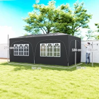 Outsunny Tonelă pliabilă 3 x 6 m Pop-Up, UPF50+ Înălțime reglabilă, cu sac de transport și saci de nisip, gri închis(m-3)