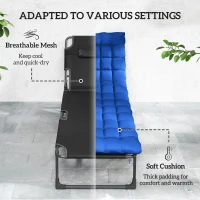 Outsunny Folding Sun Lounger for Garden, 5-Position Oversized Camping Bed Recliner with Cushions, Blue(m-5)