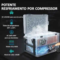 Outsunny Frigorífico Portátil Elétrico 42,5L com Compressor Controlo por App Rodas Alça Barra -20℃ a 20℃ e Suporte para Telemóvel Verde(m-4)