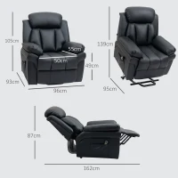 HOMCOM Fotoliu Recliner Electric cu Funcție de Ridicare, Tapițerie Groasă și Telecomandă, 96x93x105 cm, Negru(m-3)