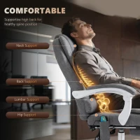 Vinsetto Heated 6 Points Vibration Massage Executive Office Chair Adjustable Swivel Ergonomic High Back Desk Chair Recliner with Footrest Grey(m-5)