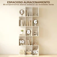 HOMCOM Librería en Forma de S de 5 Niveles para Salón Dormitorio Estudio Oficina 80x24x200 cm Blanco(m-5)