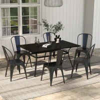 Outsunny Table de jardin table de terrasse rectangulaire pour 6 personnes avec pieds en acier pour jardin, pelouse, balcon, noir(m-10)