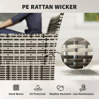 Outsunny 2-osobowa sofa rattanowa na taras z poduszką, antypoślizgowe maty, stalowa rama, jasnoszara(m-5)