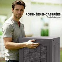 Outsunny Coffre de rangement extérieur 93L avec poignées encastrées, malle de rangement extérieur étanche 56 x 41 x 50 cm, marron(m-5)