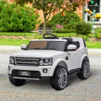 HOMCOM Voiture véhicule électrique Enfants 12 V - Télécommande parentale fournie - V. Max. 5 Km/h - Effets sonores, Lumineux - Land Rover Discovery HSE Blanc(m-2)