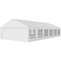Outsunny Carpa para Fiesta 12x6 m con 12 Paredes Laterales Desmontables y 12 Ventanas Impermeable Protección UV 30+ Blanco(m-11)