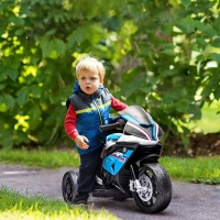 HOMCOM Moto électrique pour enfants 3 roues 6 V 2,5 Km/h musique interface USB  82,5 x 42 x 54 cm bleu(m-10)