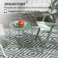 Outsunny Masă de grădină cu tavă detașabilă și picioare pliabile din oțel, Ø46x50 cm, verde(m-5)