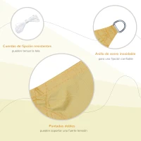 Outsunny Toldo Vela de Sombra Cuadrado 3x3 m Toldo de Terraza de Poliéster con Anillo de Acero Inoxidable y Cuerdas Arena(m-4)