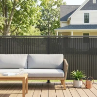 Outsunny 2Pcs Plastic Privacy Screening Fence, 1m x 5 m Waterproof Windbreak Fence, Dark Grey(m-2)