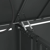 Mülltonnenbox mit hydraulischem Klappdeckel, 4 Fächer, abschließbare Türen, 264x80x118.5 cm, Grau+Naturfarbe(m-11)