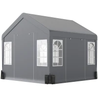 Outsunny 3 x 3 m Party Tent, Outdoor Canopy Tent Shelter with Removable Sidewalls, 4 Zipped Doors, for Parties, Wedding, Grey(m-11)