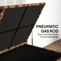 Outsunny 650L Garden Storage Box with 2 Wheels, Rattan Deck Box with Waterproof Zipped Liner, Safe Pneumatic Rods, Mixed Brown(m-7)