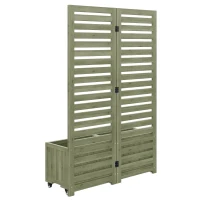 Pflanzkübel mit Spalier, 2 große Pflanzkästen und 2 Gartenspaliere als Kletterhilfe, 102,5 x 32 x 152,5 cm, Grün(m-6)