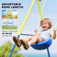 AIYAPLAY 4-in-1 Kids Swing Set with Saucer Swing, Basketball Hoop and Football Goal, Outdoor Playground Playset for Garden(m-6)