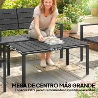 Outsunny Conjunto de Muebles de Jardín para 4 Personas con Sofá de 2 Plazas 2 Sillones Mesa de Centro Negro(m-5)