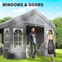 Outsunny 3 x 3 m Party Tent, Outdoor Canopy Tent Shelter with Removable Sidewalls, 4 Zipped Doors, for Parties, Wedding, Grey(m-5)